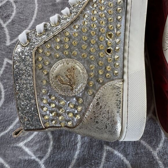 Christian Louboutin High Top Sneaker Flat Spikes Crystals Stra Men\'s Sz EU43 main image 16